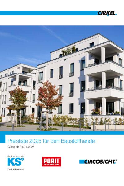 Preisliste 2025 für den Baustoffhandel